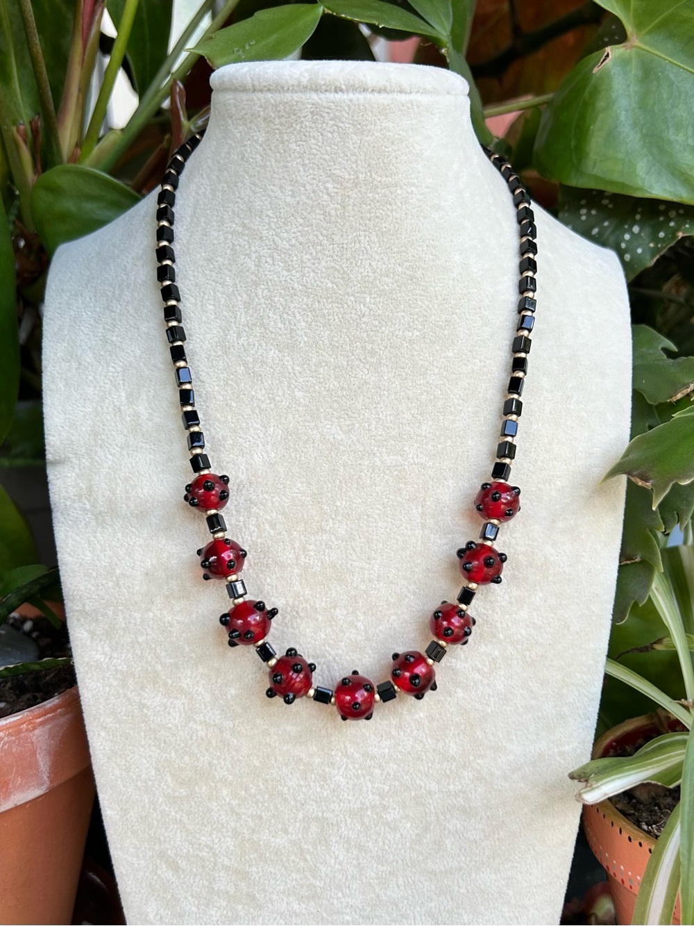 Red & Black beaded necklace